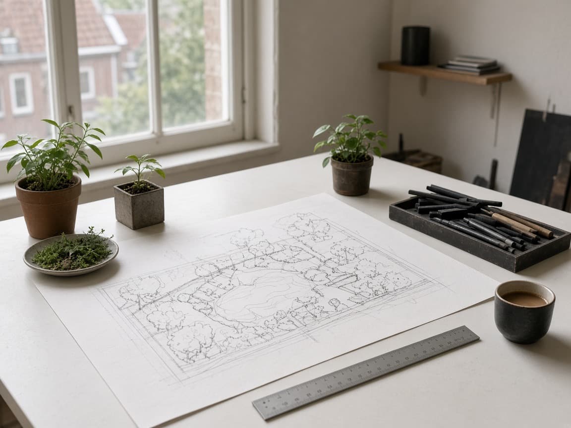 Drawing table in the Leiden atelier